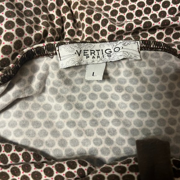 Vertigo Paris Brown Pink Polka Dot Halter Dress L - Picture 7 of 7